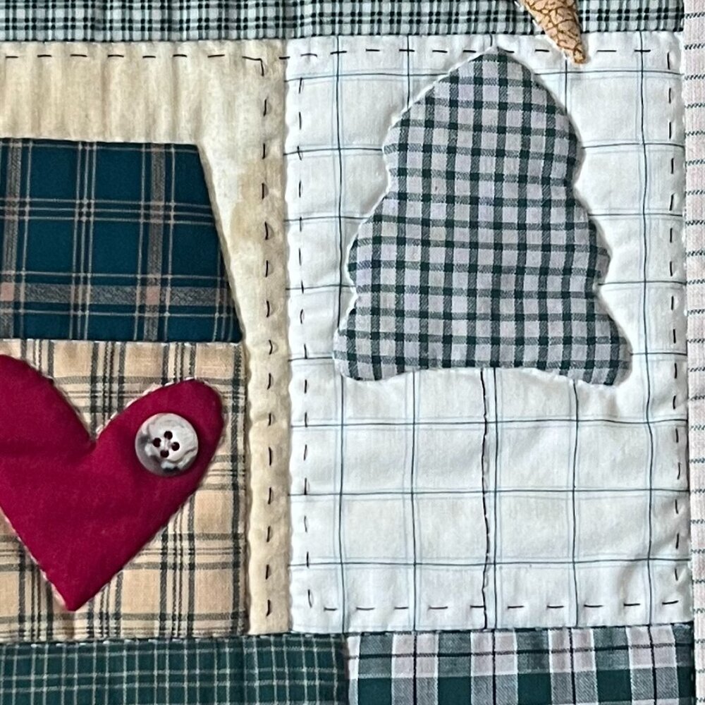 Handmade Hand Stitched Patchwork Appliqué Quilted Wall Hanging Table Topper - Picture 10 of 14